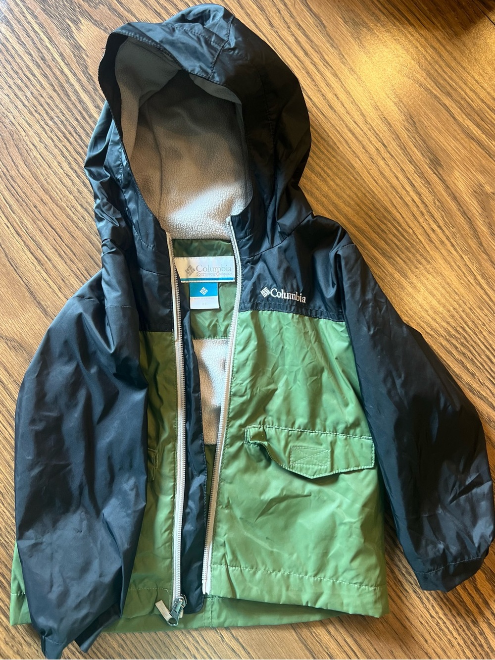 Columbia Kids' Green and Black Hooded Rain Jacket